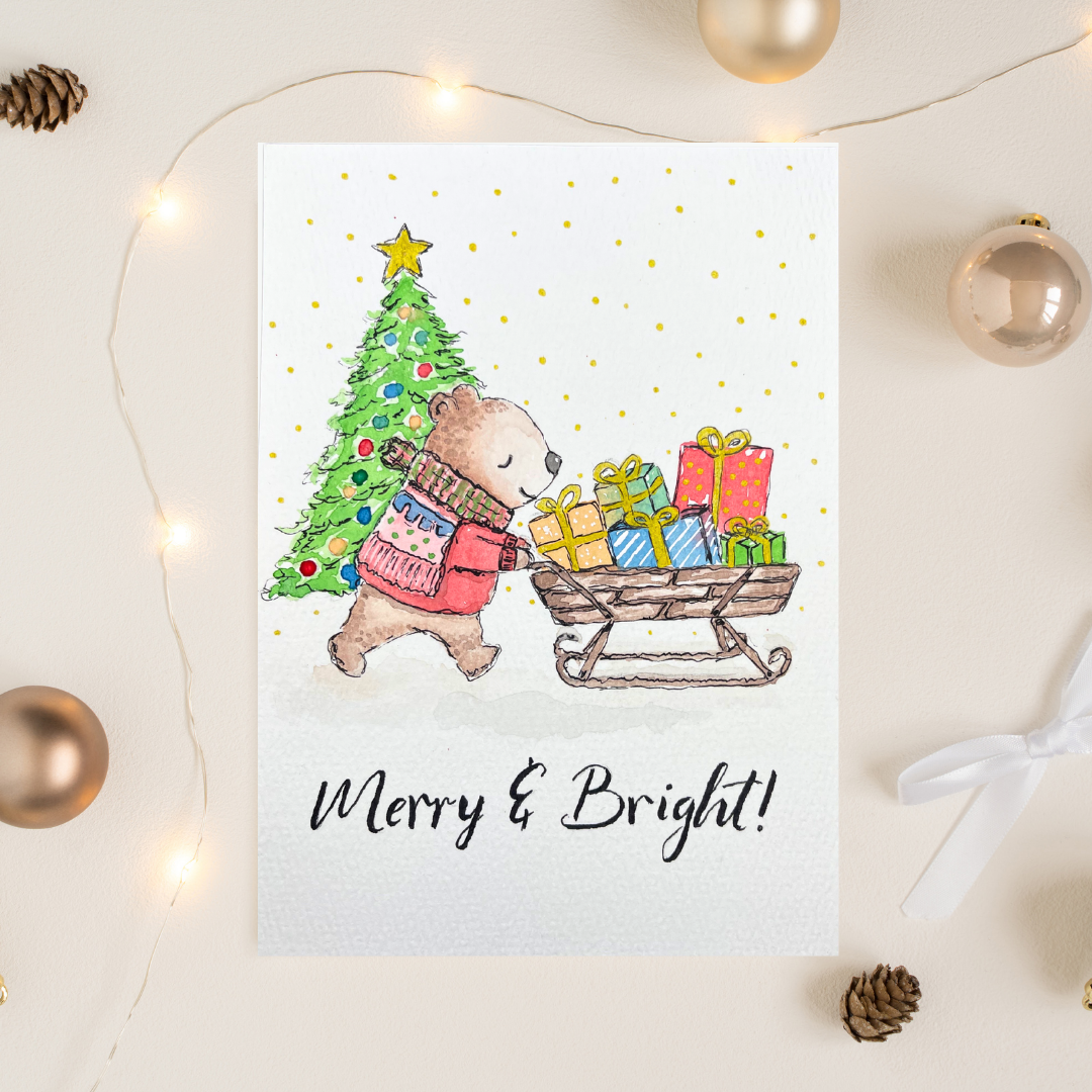 Merry & Bright Bear Christmas Card