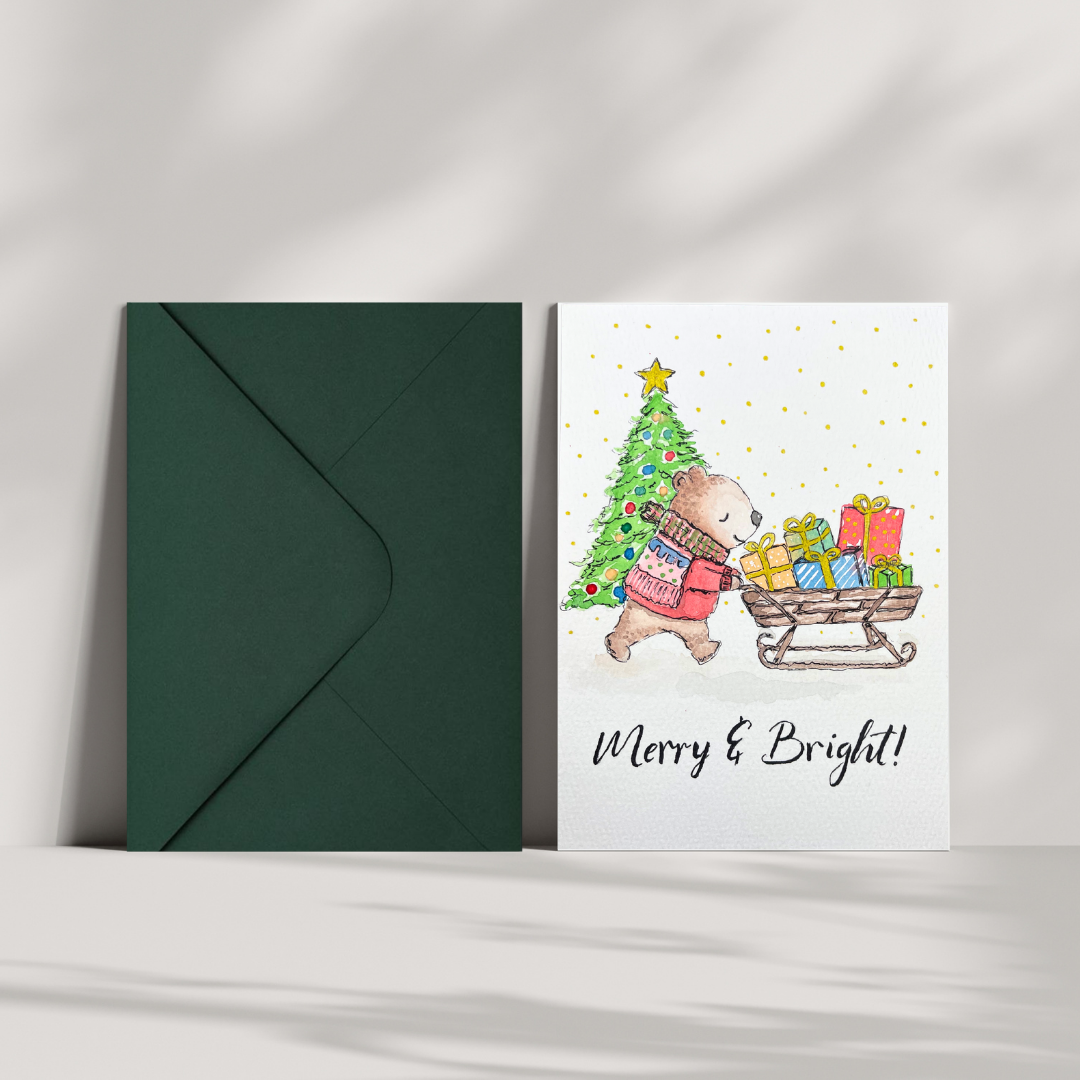 Merry & Bright Bear Christmas Card
