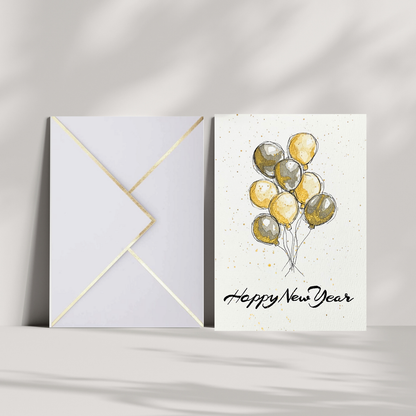 Happy New Year Balloons Card