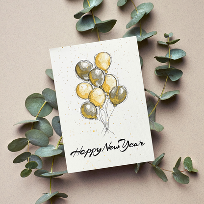 Happy New Year Balloons Card