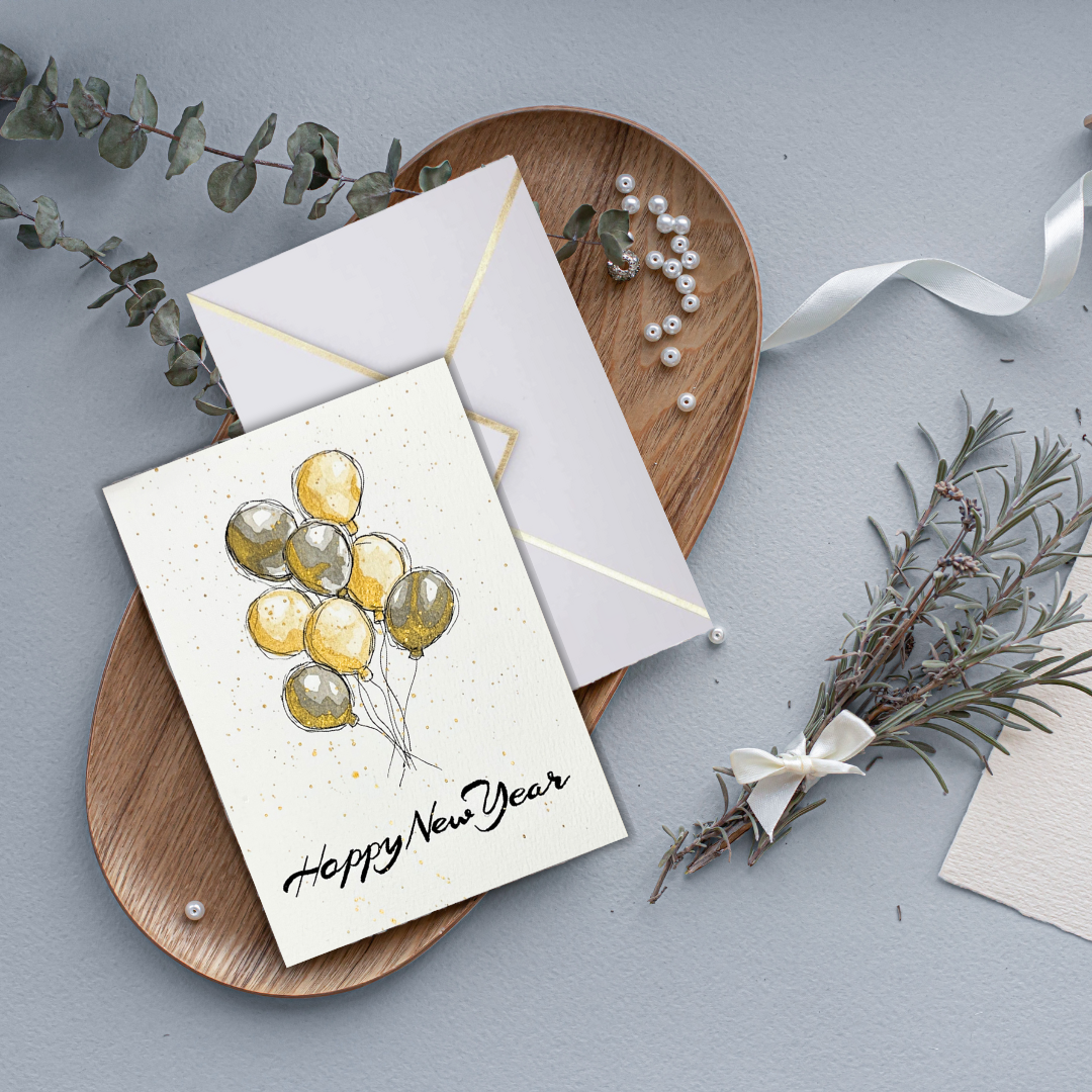 Happy New Year Balloons Card