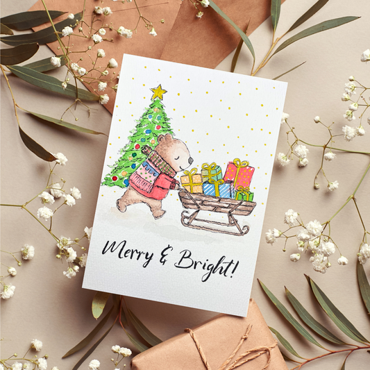 Merry & Bright Bear Christmas Card