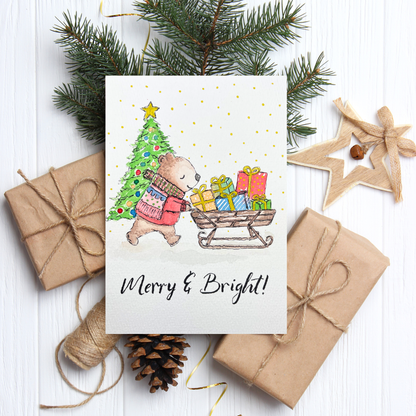 Merry & Bright Bear Christmas Card